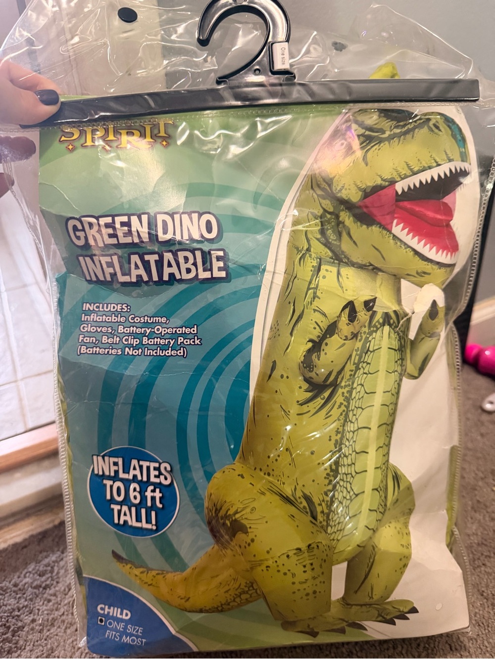 Spirit Green Dino Inflatable Costume - Green, Red